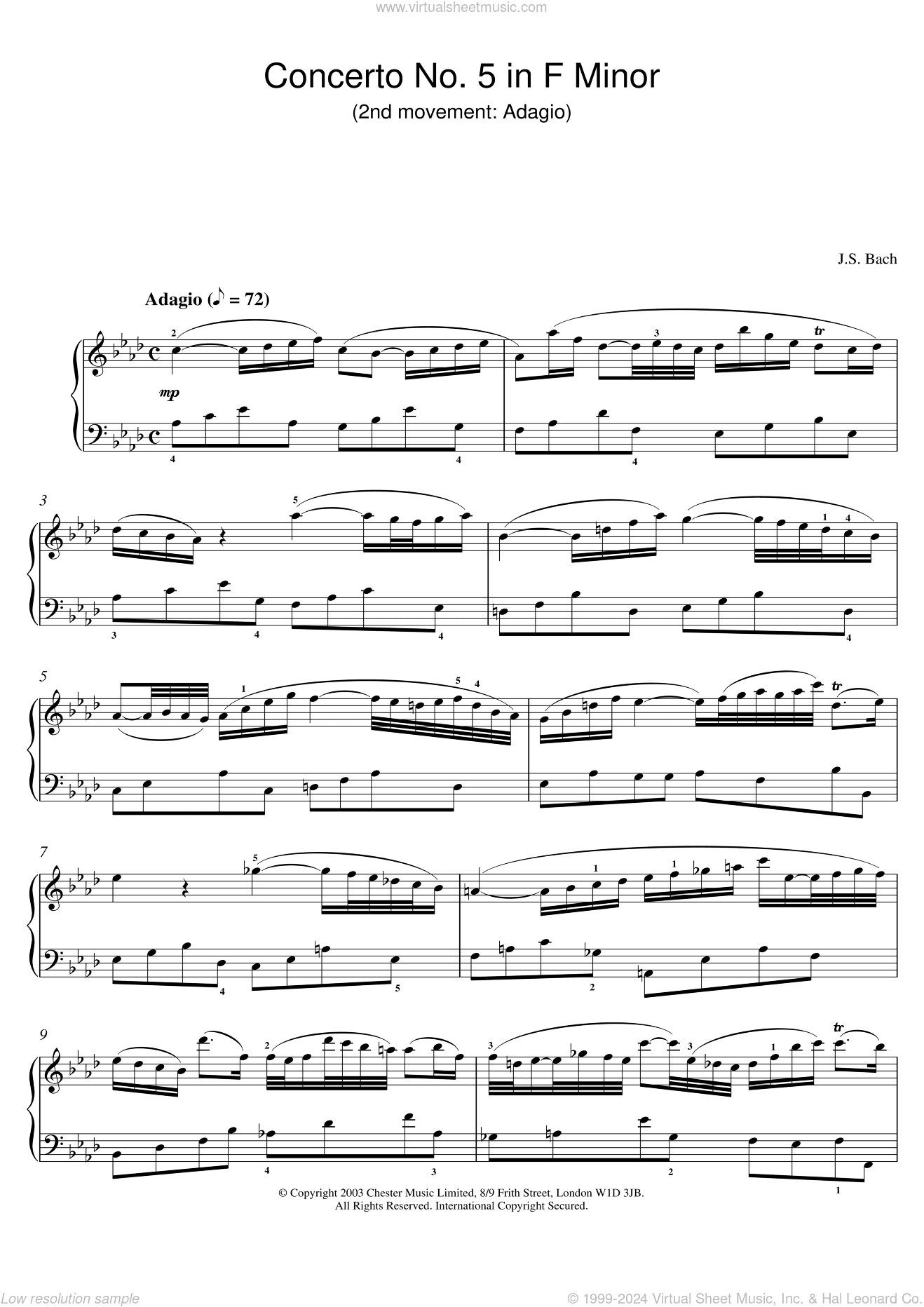 Piano Concerto No. 5 in F Minor (2nd movement: Adagio)
