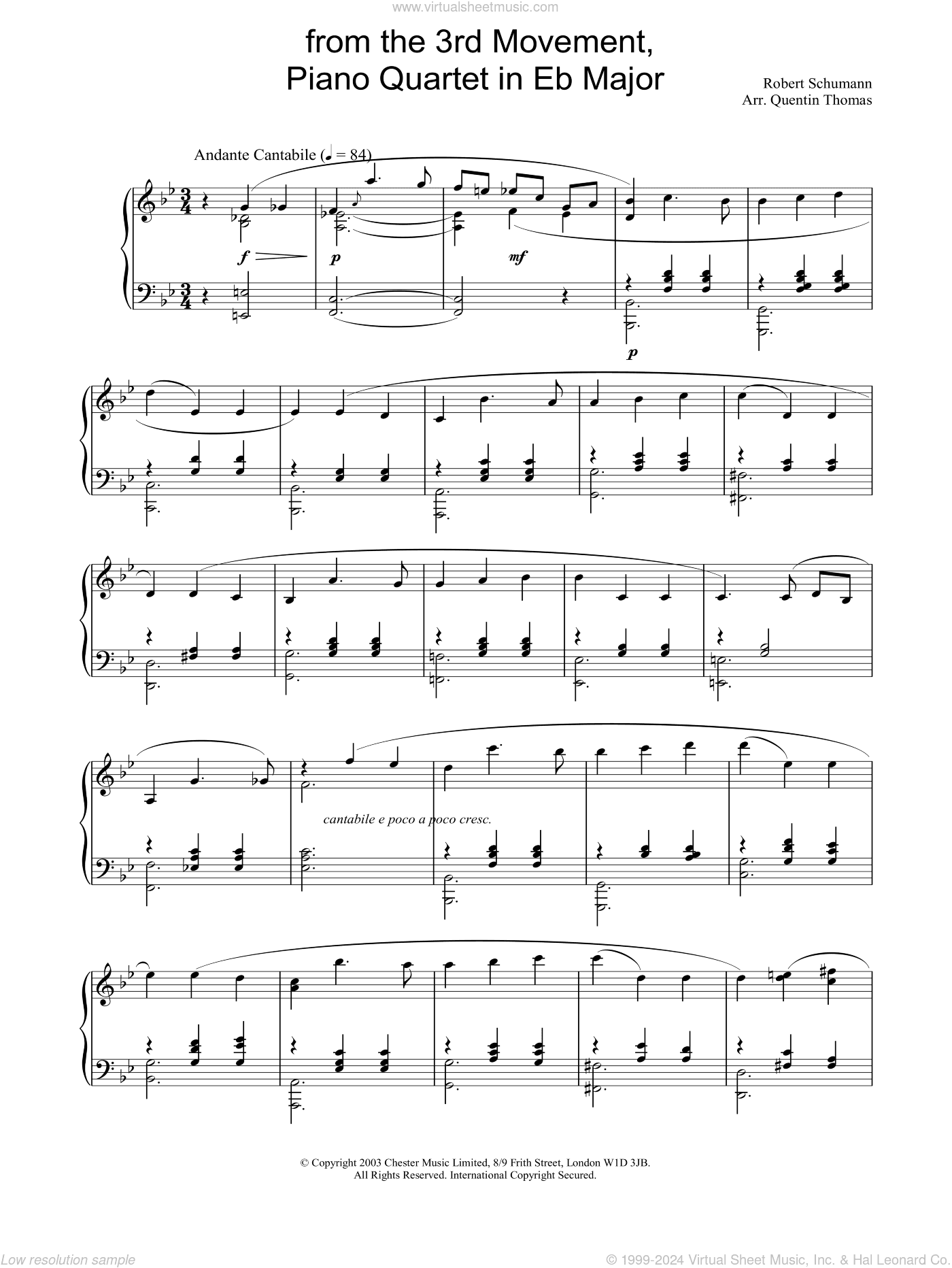 from the 3rd Movement, Piano Quartet in Eb Major