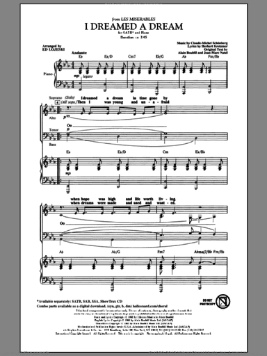 I Dreamed A Dream (from Les Miserables) (arr. Ed Lojeski)