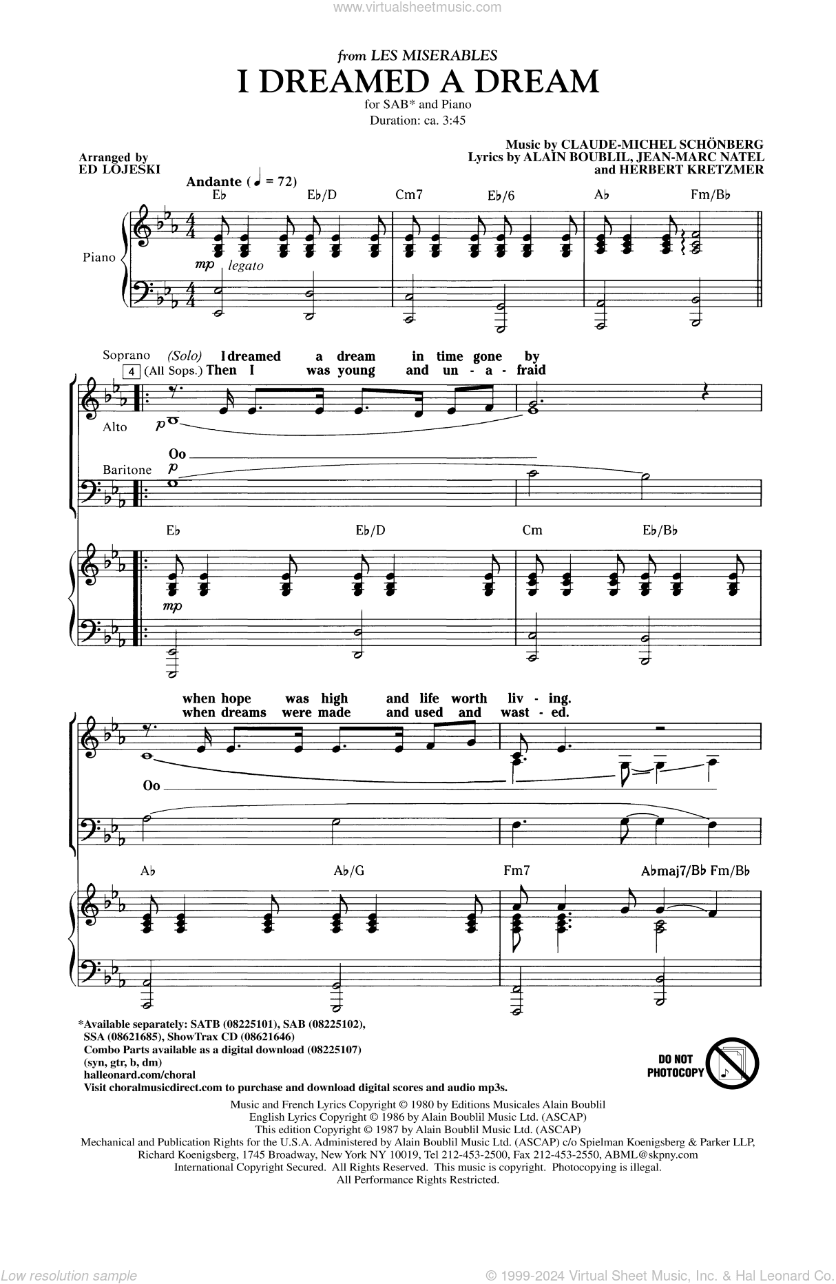 I Dreamed A Dream (from Les Miserables) (arr. Ed Lojeski)