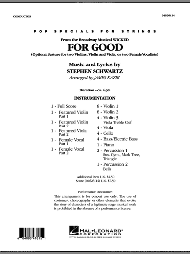 For Good (Duet Feature from Wicked) (COMPLETE)