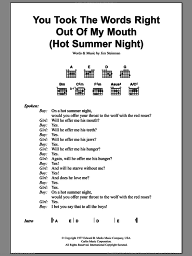 You Took The Words Right Out Of My Mouth (Hot Summer Night)