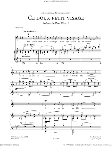 Ce doux petit visage (High Voice)