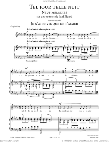 Je n'ai envie que de t'aimer (High Voice)