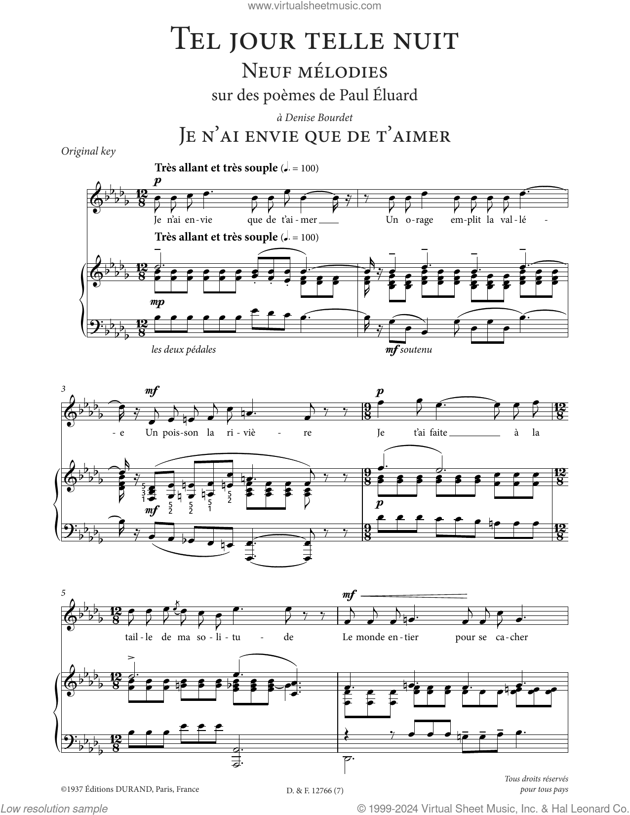 Je n'ai envie que de t'aimer (High Voice)