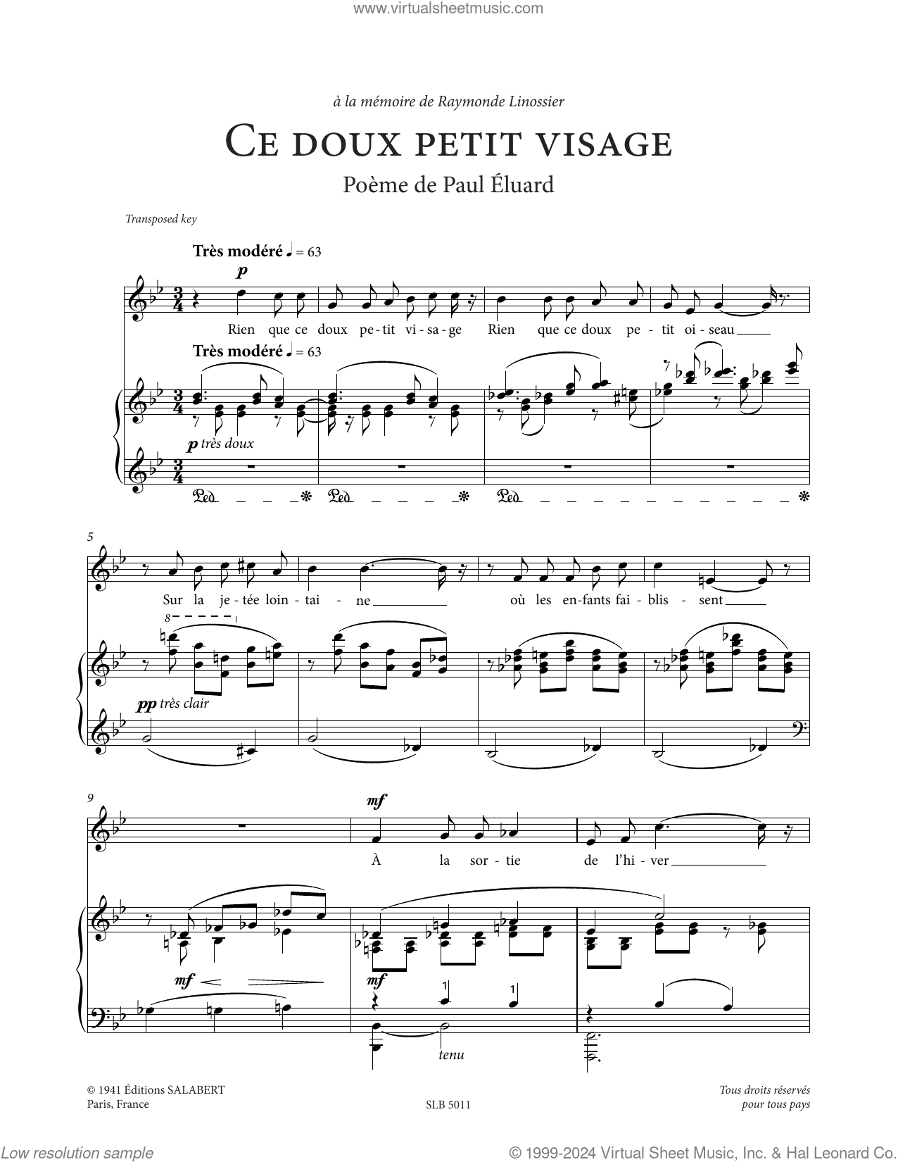 Ce doux petit visage (Low Voice)