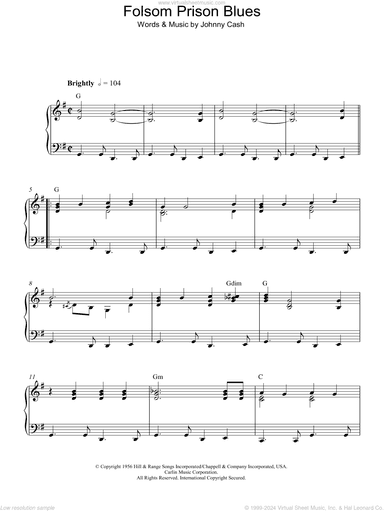 Folsom Prison Blues, (intermediate)