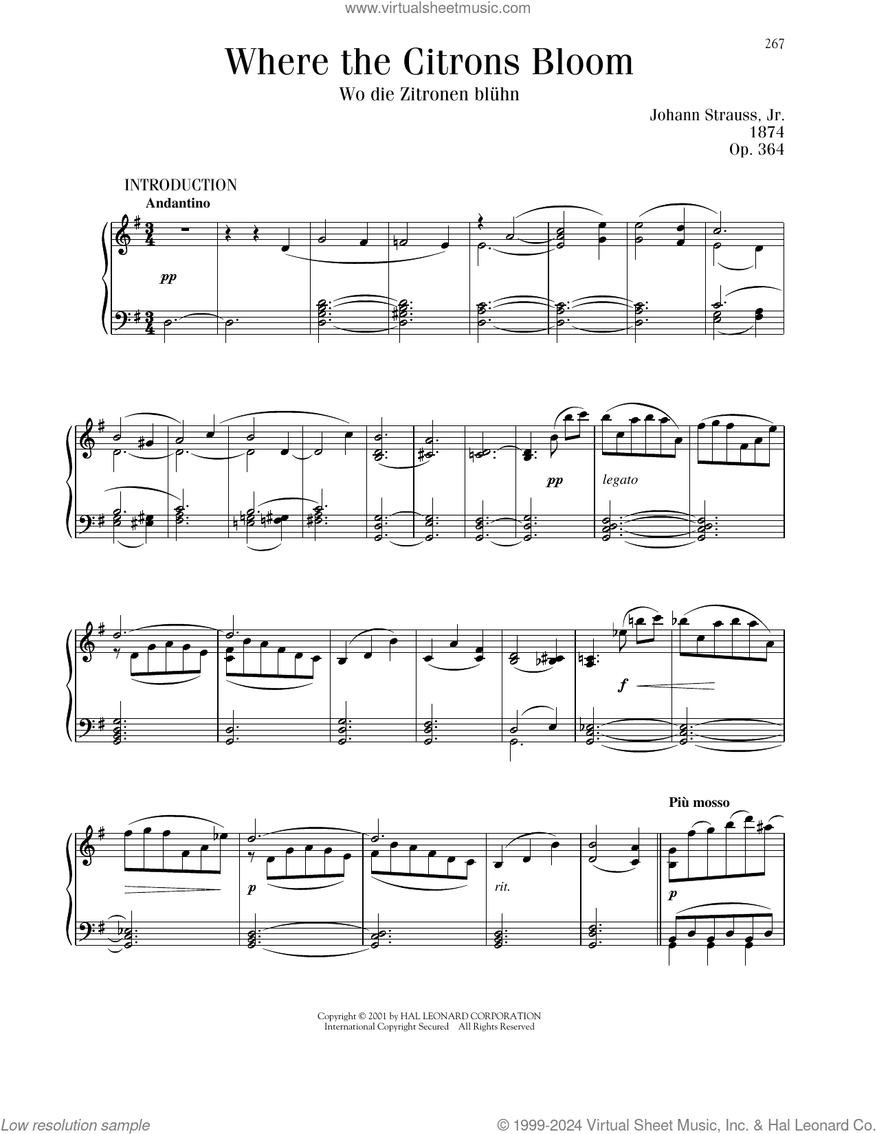 Where The Citrons Bloom, Op. 364