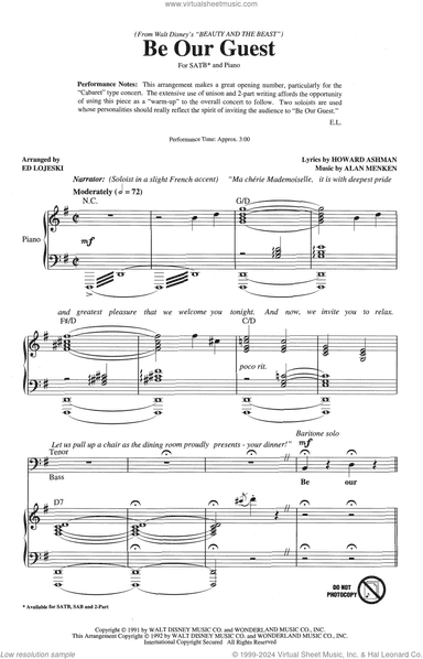 Be Our Guest (from Beauty And The Beast) (arr. Ed Lojeski)