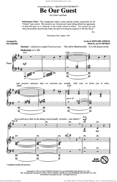 Be Our Guest (from Beauty And The Beast) (arr. Ed Lojeski)