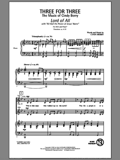 Three For Three - Three Songs For Three Parts - Volume 1