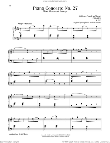 Piano Concerto No. 27, Third Movement Excerpt