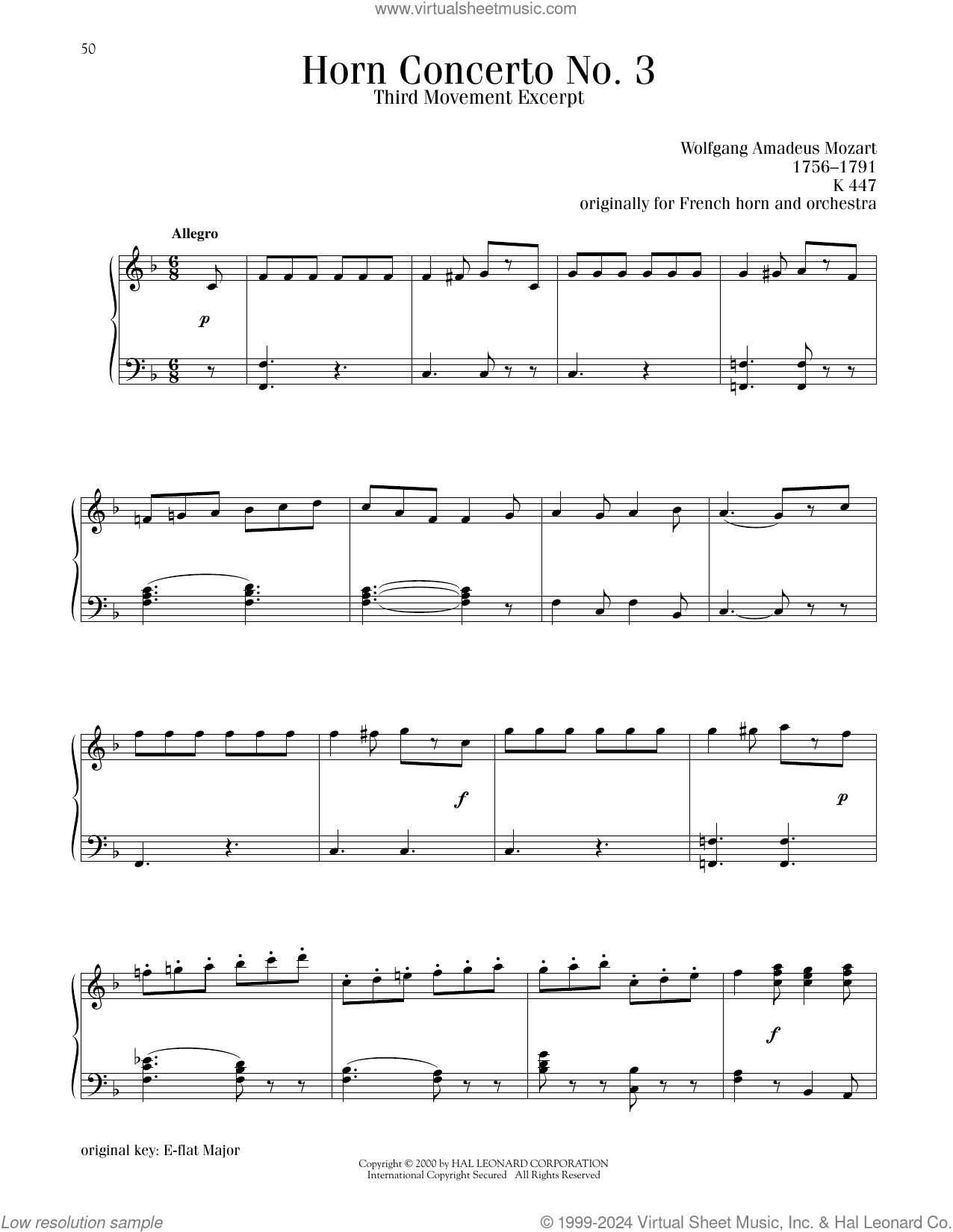 Horn Concerto No. 3, Third Movement Excerpt