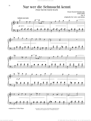 None But The Lonely Heart (Nur Wer Die Sehnsucht Kennt), Op. 6