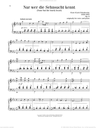 None But The Lonely Heart (Nur Wer Die Sehnsucht Kennt), Op. 6