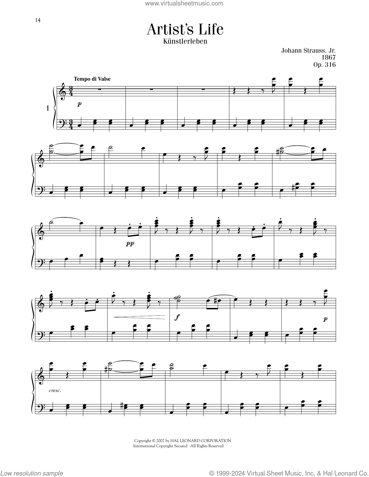 Artist's Life, Op. 316