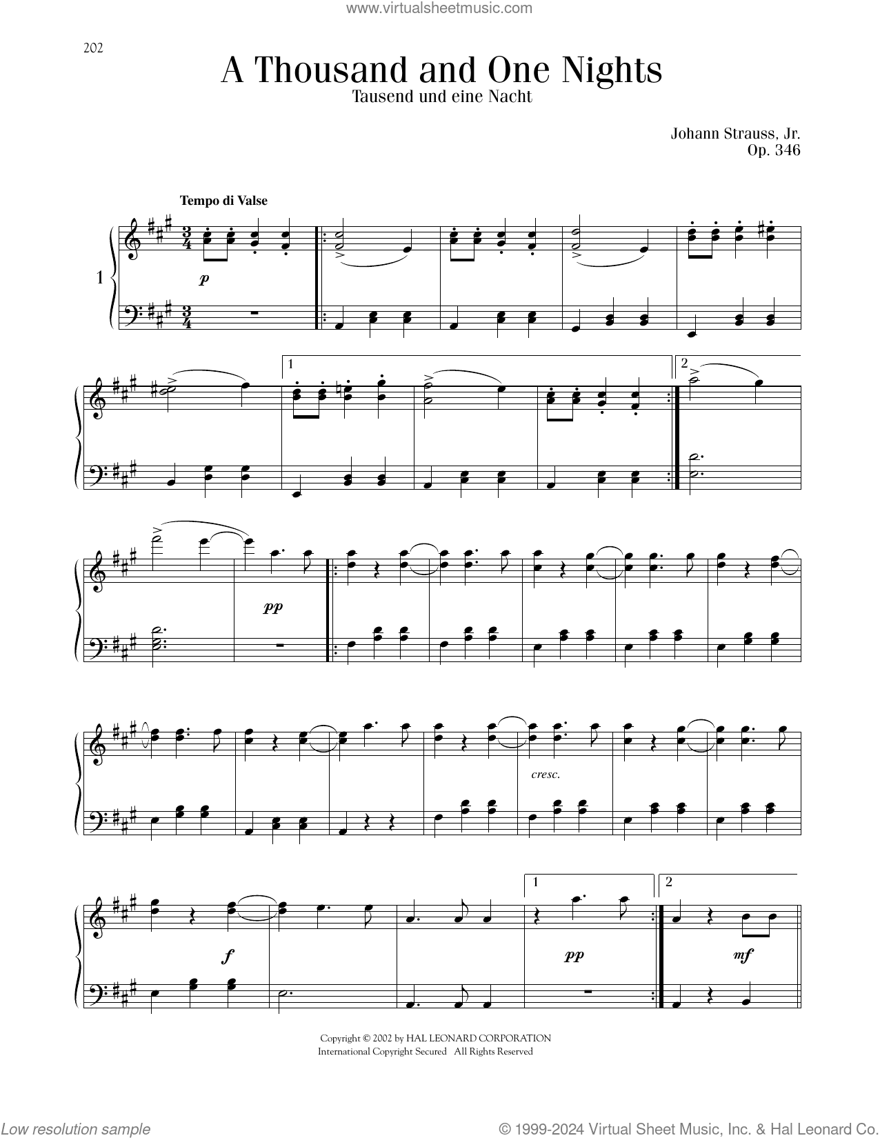 A Thousand And One Nights, Op. 346