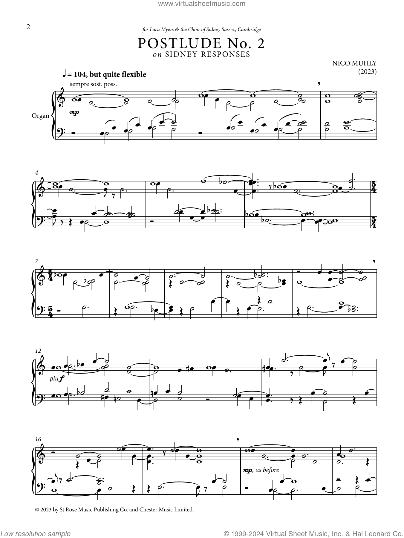Postlude No. 2 on Sidney Responses