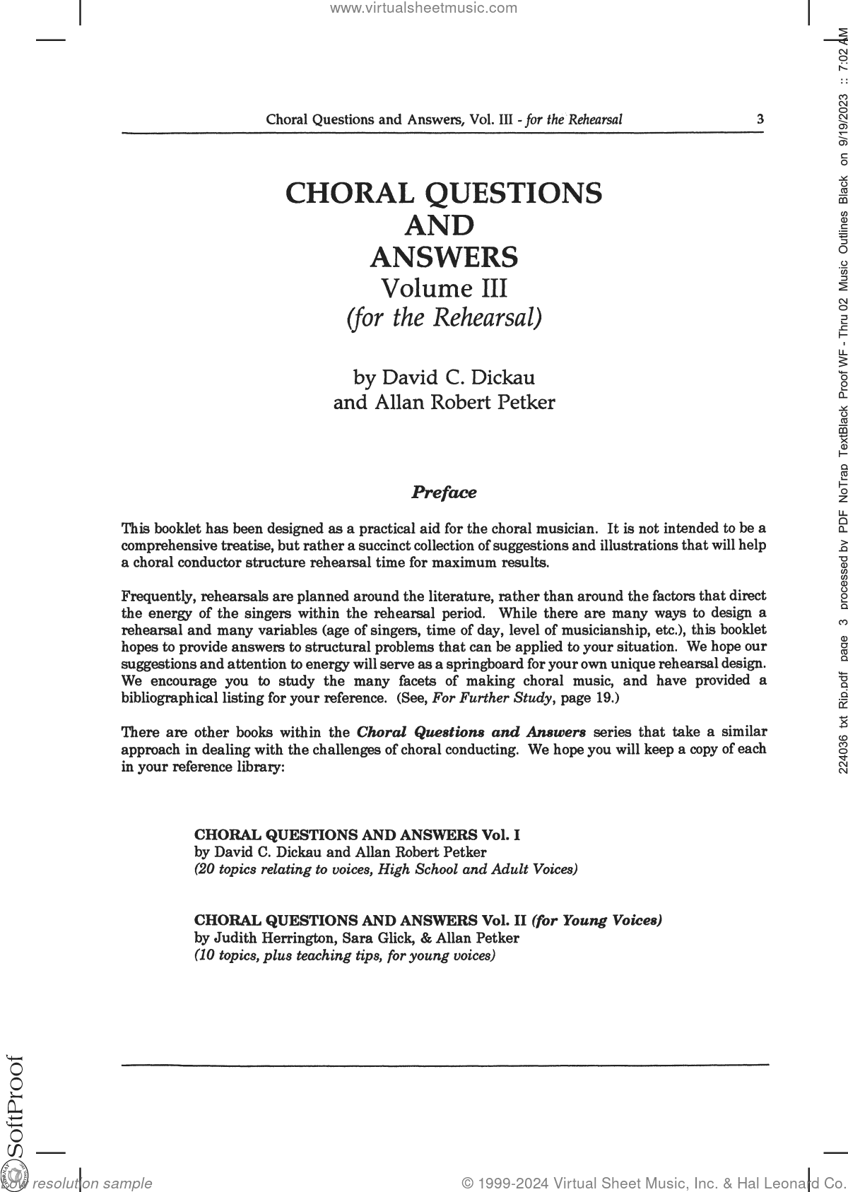 Choral Questions And Answers, Volume III