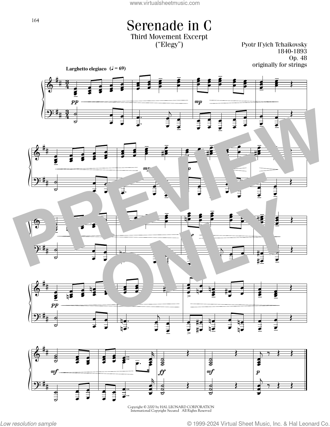 Serenade In C, Op. 48, Third Movement ("Elegy") Excerpt