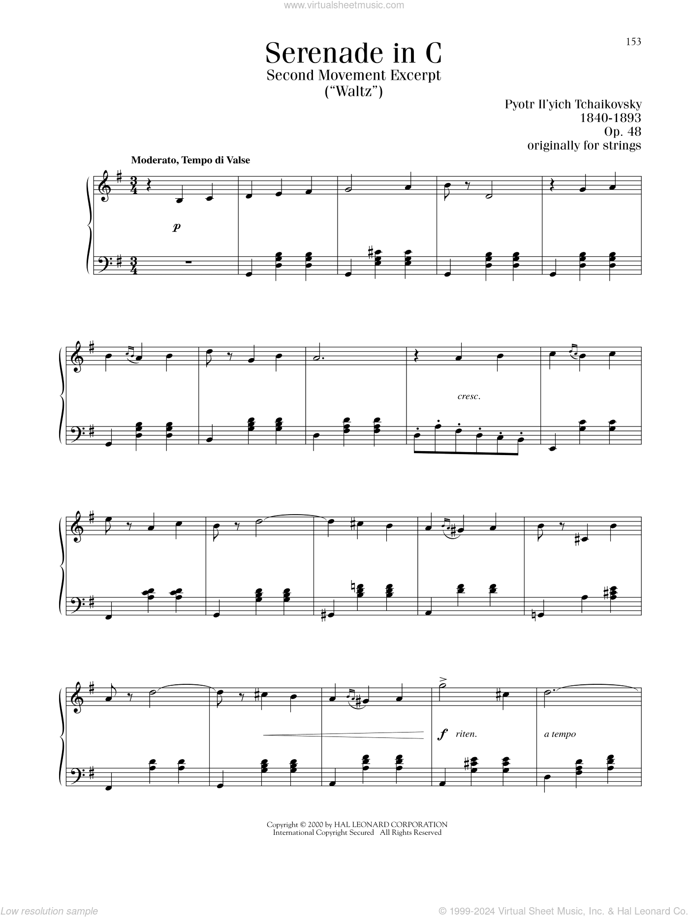 Serenade In C, Op. 48, Second Movement ("Waltz") Excerpt