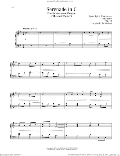 Serenade In C, Op. 48, Fourth Movement ("Russian Theme") Excerpt