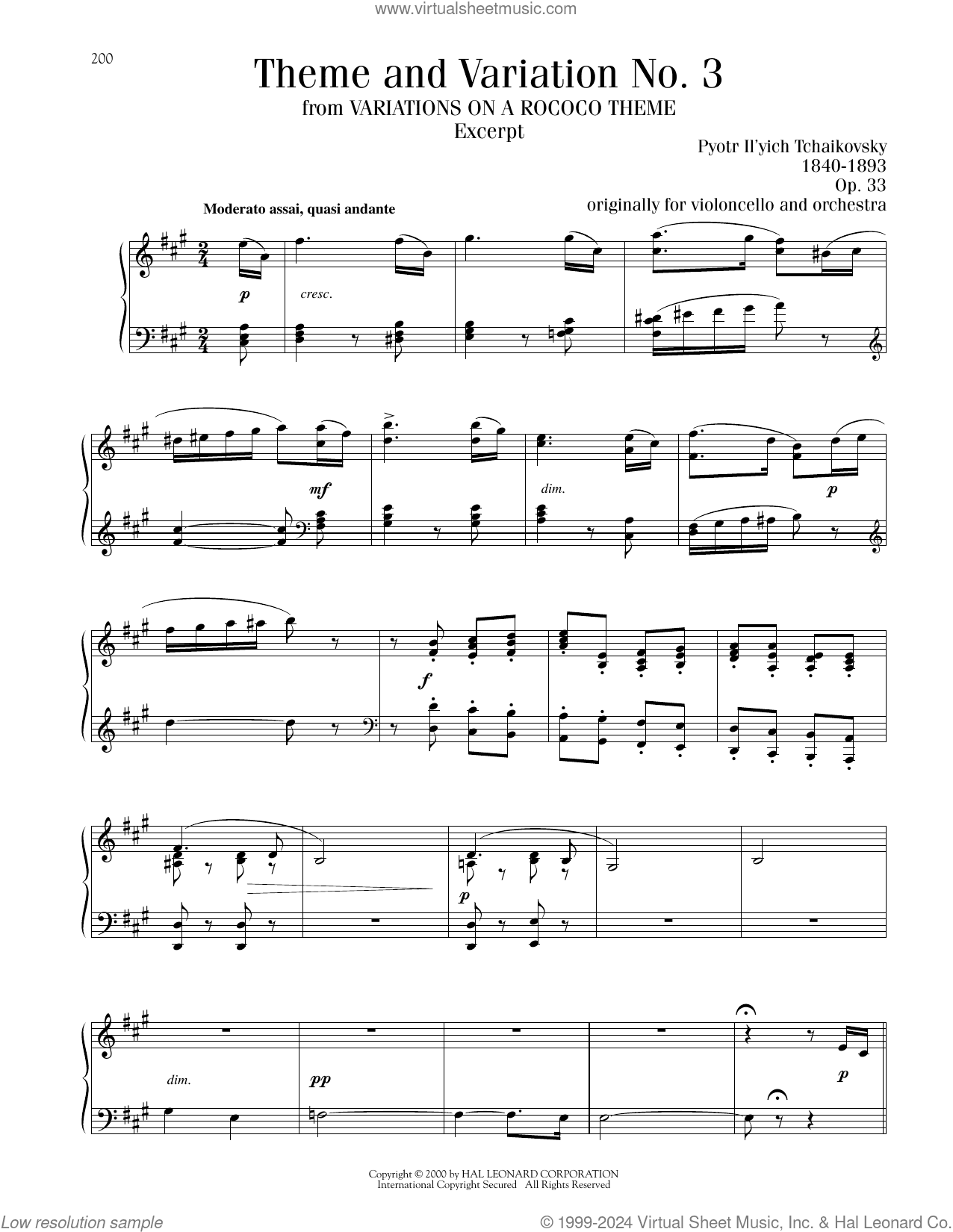 Theme And Variation No. 3, Op. 33
