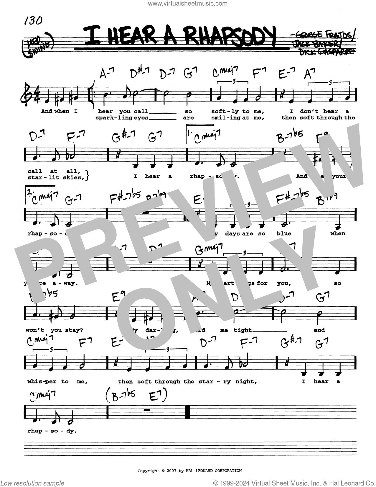 I Hear A Rhapsody (Low Voice)
