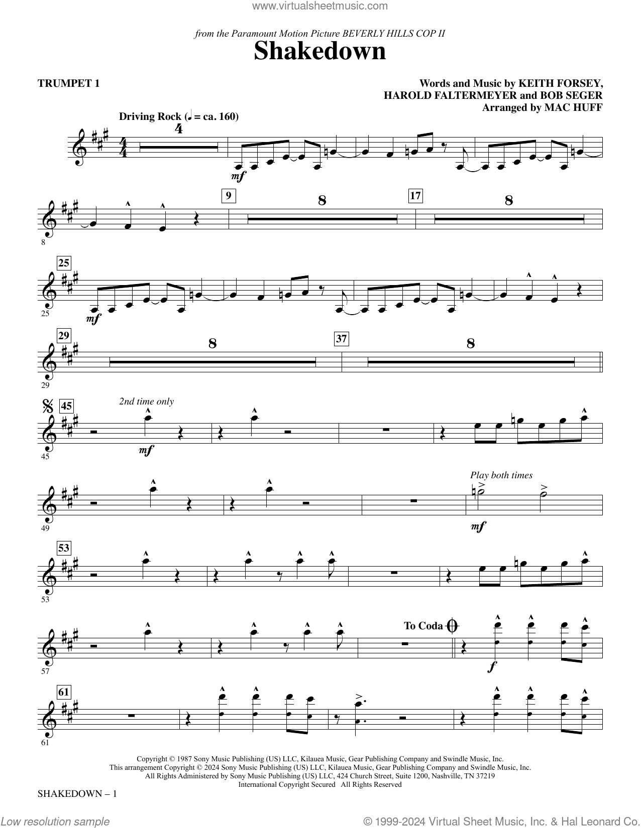 Shakedown (arr. Mac Huff) (complete set of parts)
