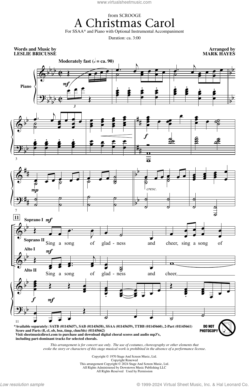 A Christmas Carol (from Scrooge) (arr. Mark Hayes)