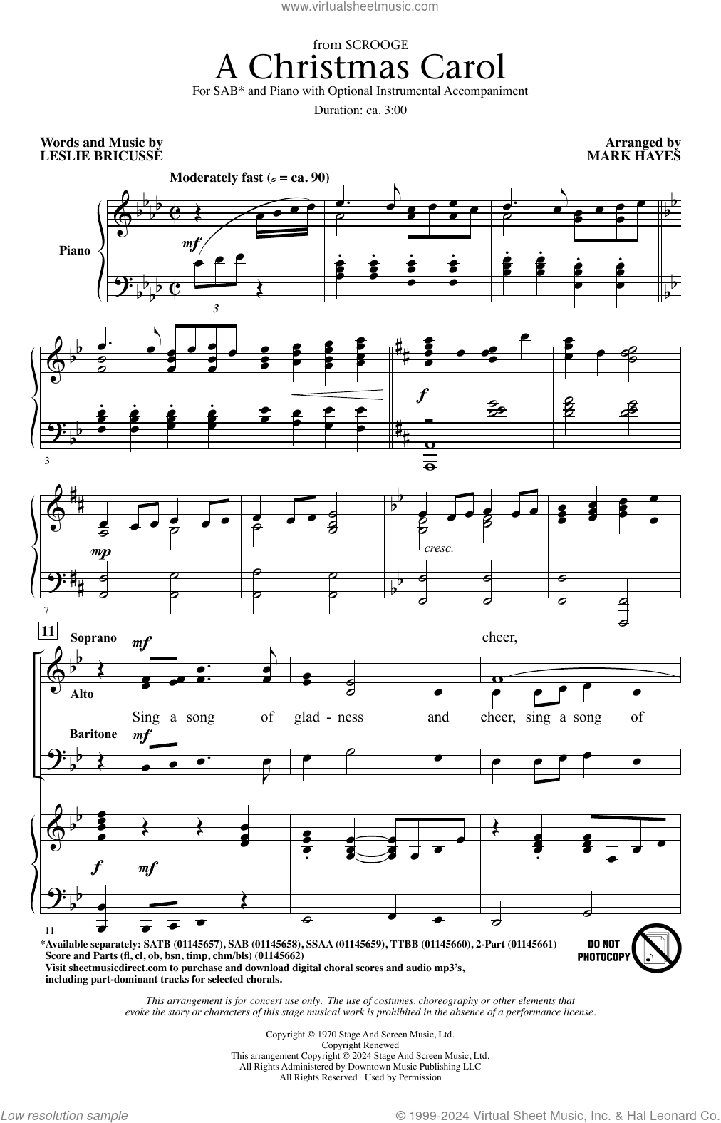 A Christmas Carol (from Scrooge) (arr. Mark Hayes)