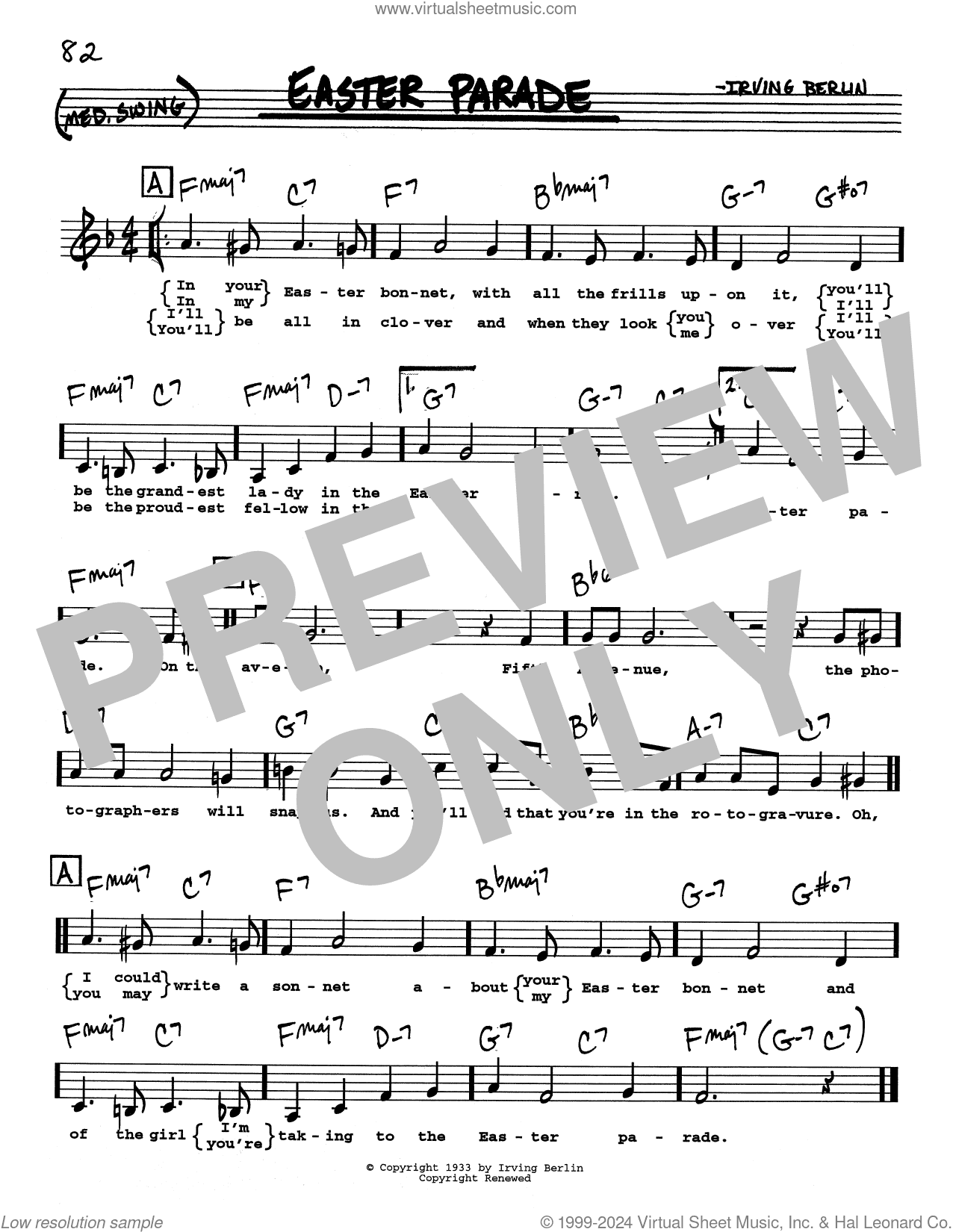 Easter Parade (Low Voice)