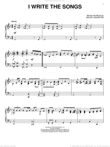 I Write The Songs, (intermediate)
