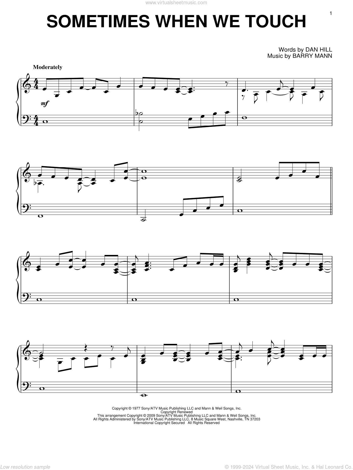 Sometimes When We Touch, (intermediate)