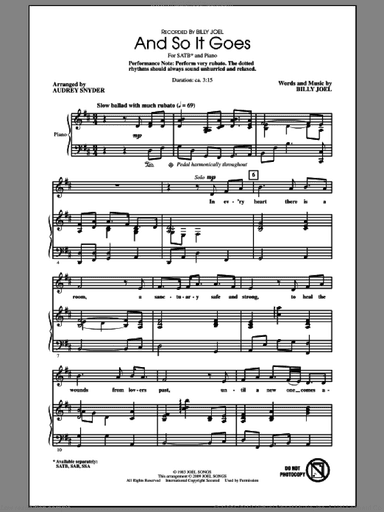 And So It Goes (arr. Audrey Snyder)
