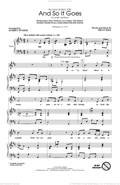 And So It Goes (arr. Audrey Snyder)
