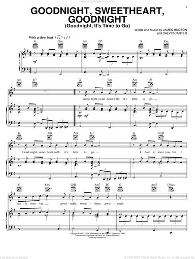 Goodnight, Sweetheart, Goodnight (Goodnight, It's Time To Go)