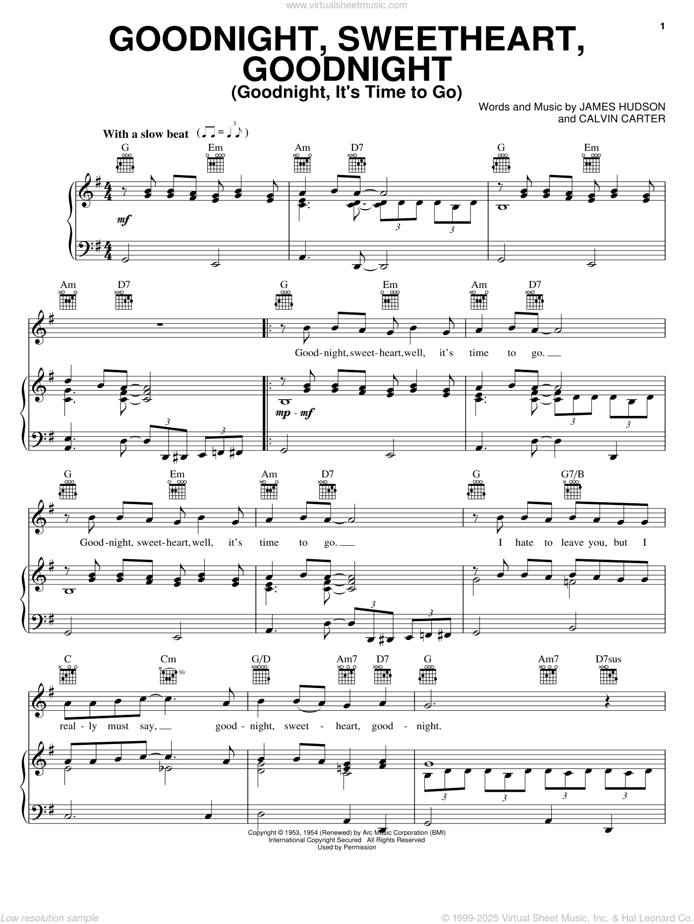 Goodnight, Sweetheart, Goodnight (Goodnight, It's Time To Go)