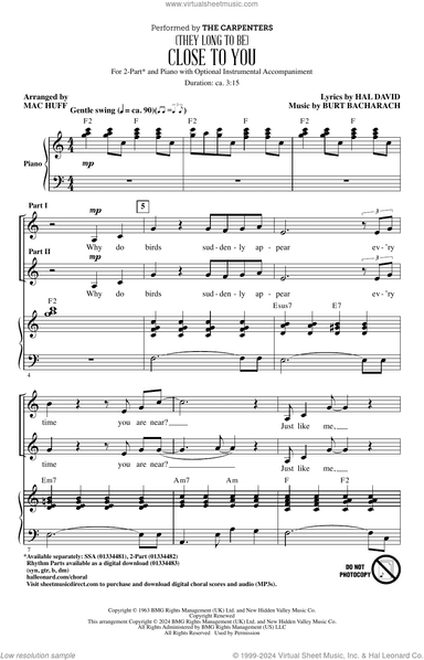 (They Long To Be) Close To You (arr. Mac Huff)