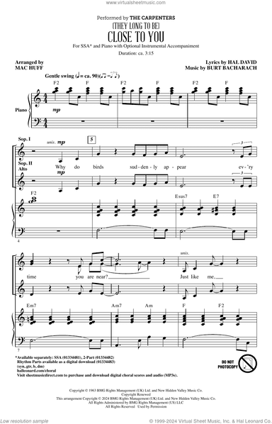 (They Long To Be) Close To You (arr. Mac Huff)
