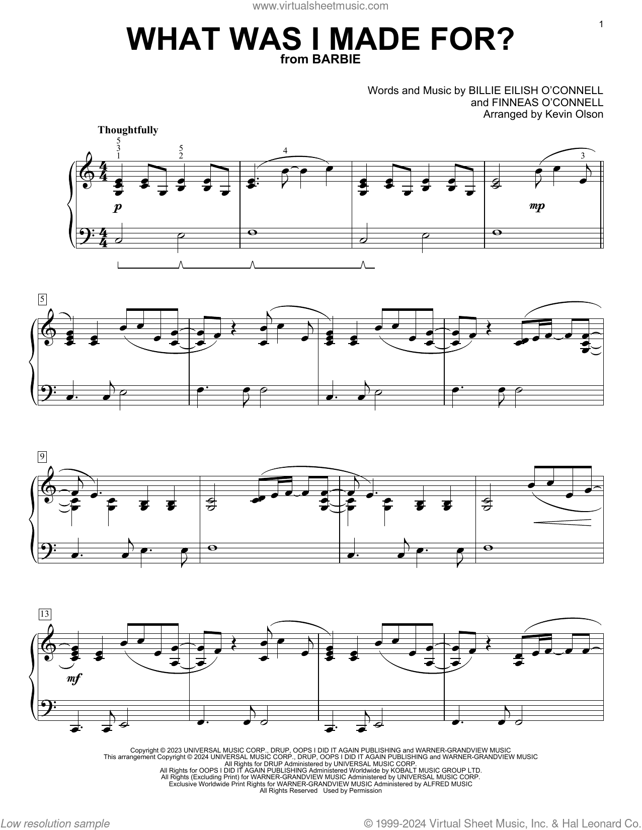 What Was I Made For? (from Barbie) (arr. Kevin Olson)