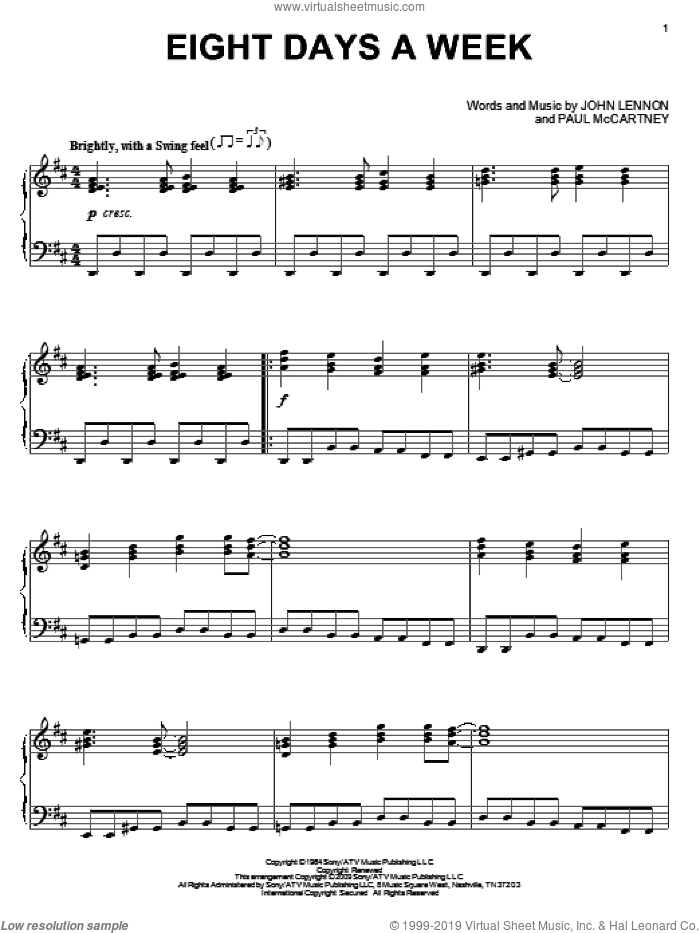 Eight Days A Week, (intermediate)