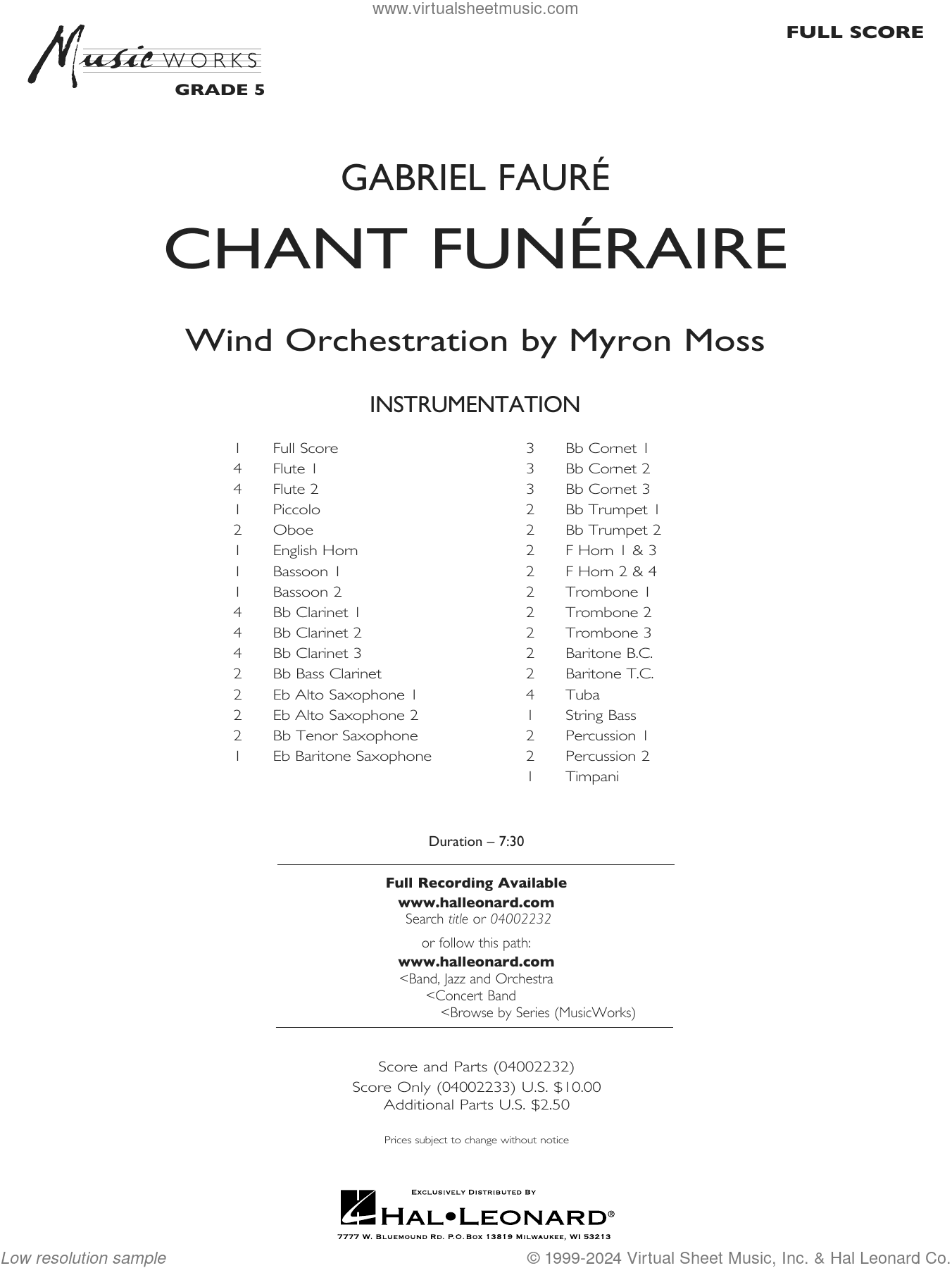 Chant Funeraire (arr. Myron Moss) (COMPLETE)