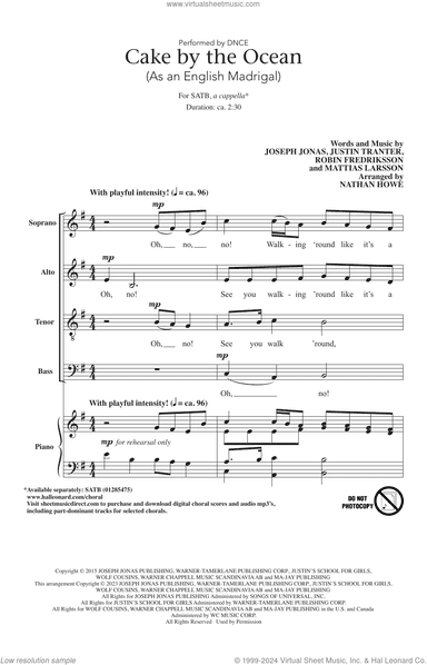 Cake By The Ocean (As an English Madrigal) (arr. Nathan Howe)
