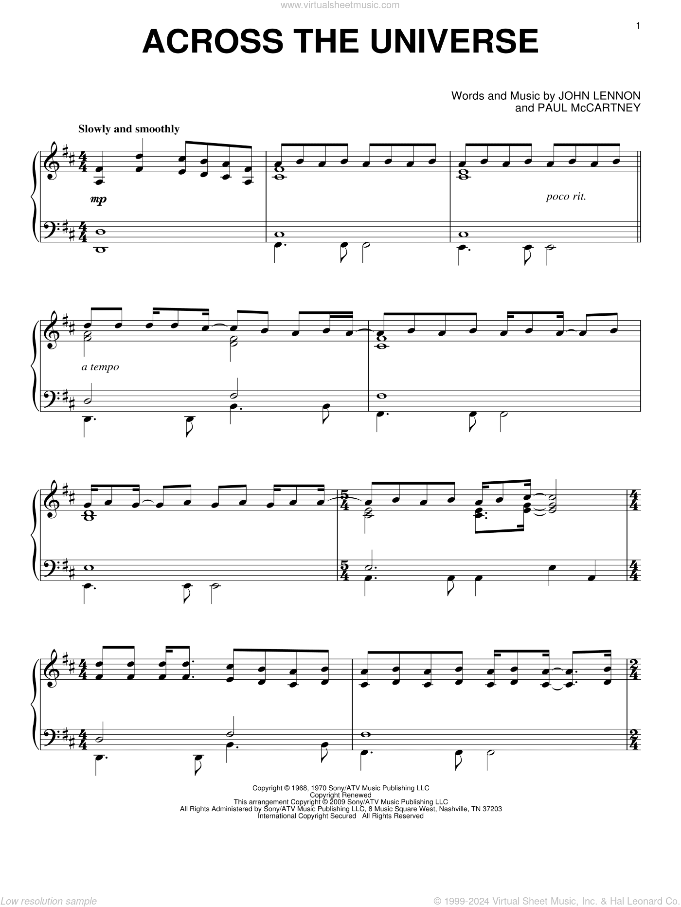 Across The Universe, (intermediate)