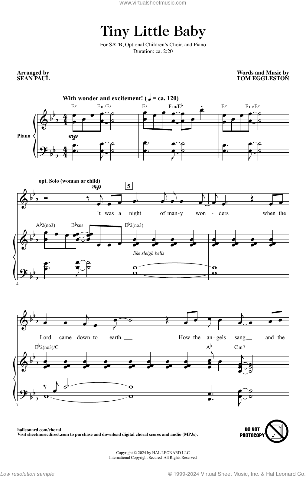 Tiny Little Baby (arr. Sean Paul)