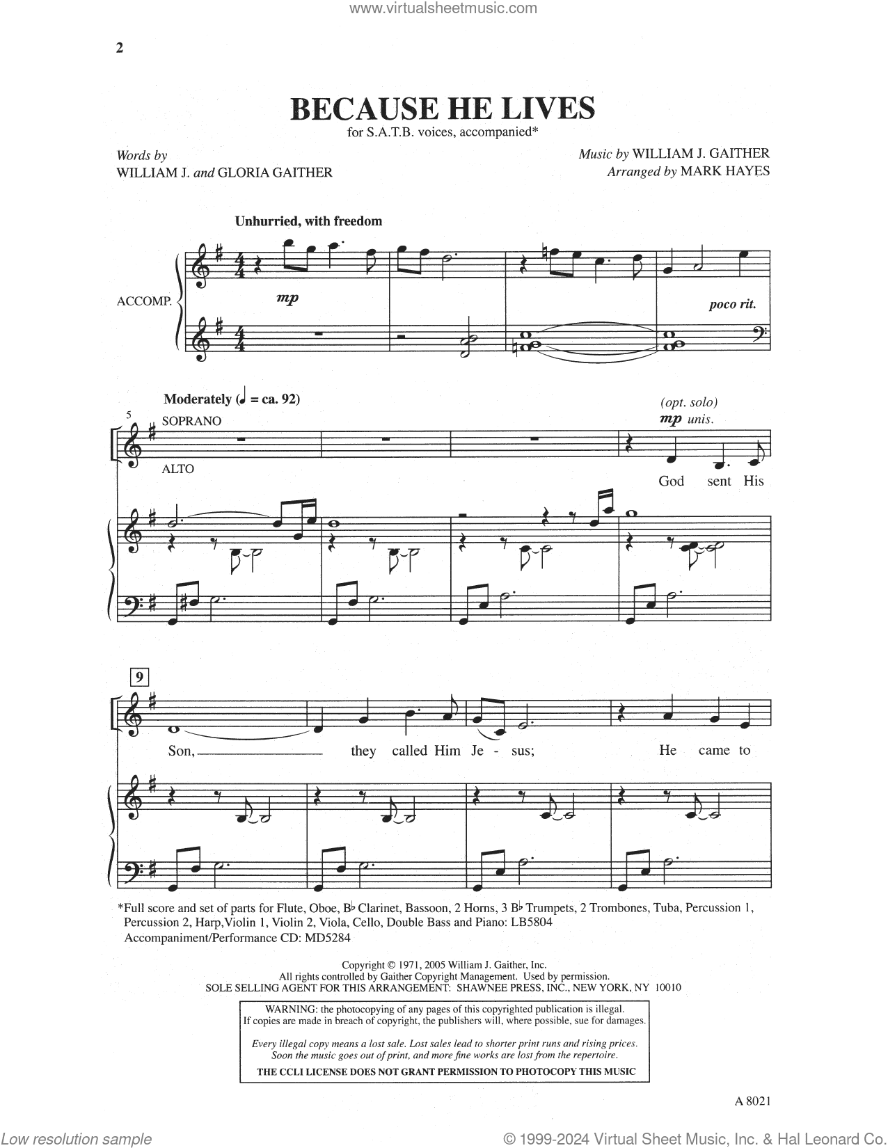 Because He Lives (arr. Mark Hayes)