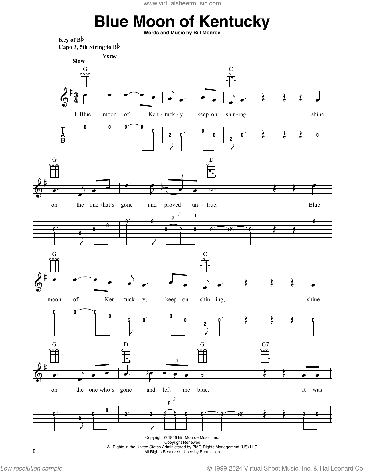 Blue Moon Of Kentucky (arr. Fred Sokolow)