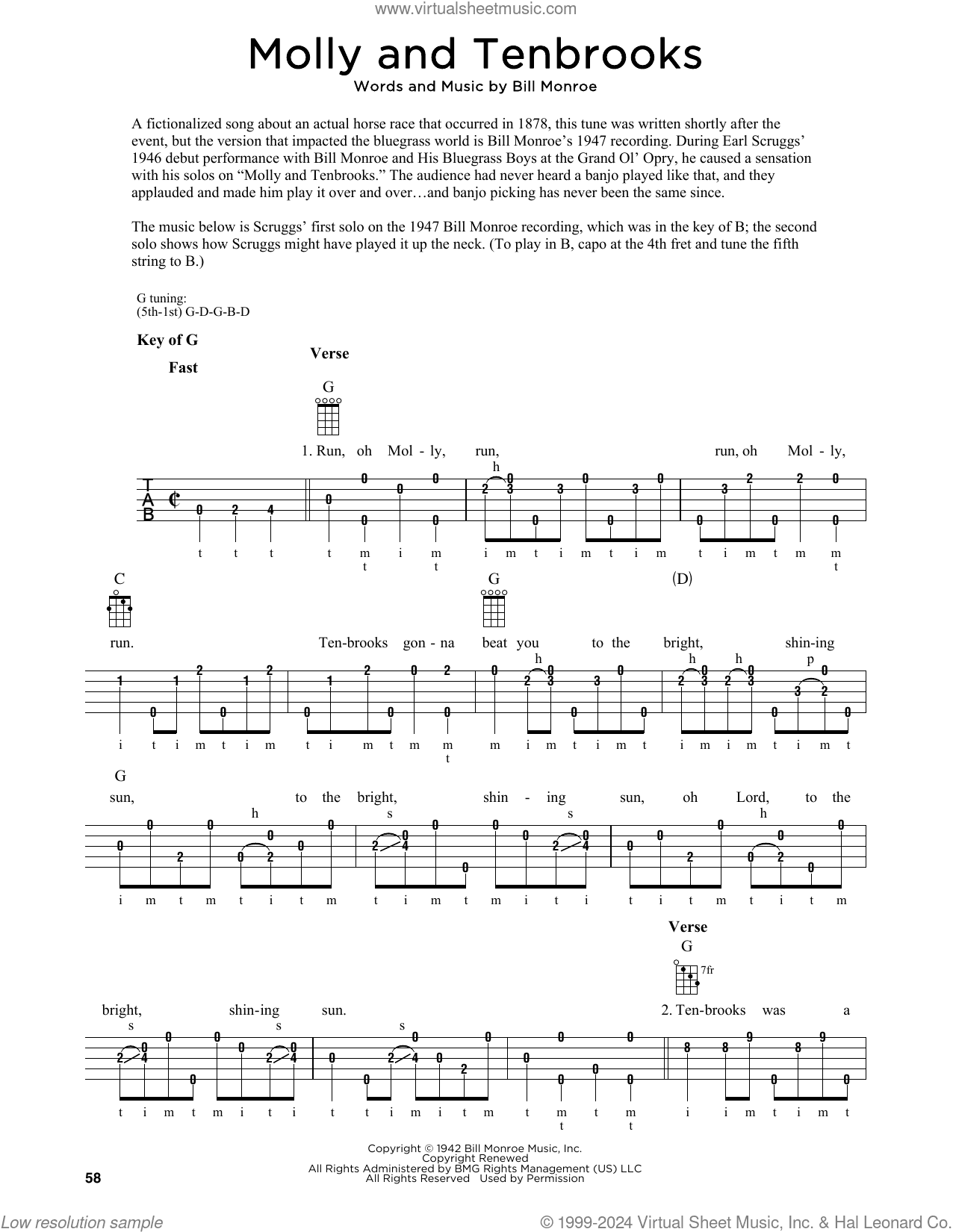 Molly And Tenbrooks (arr. Fred Sokolow)