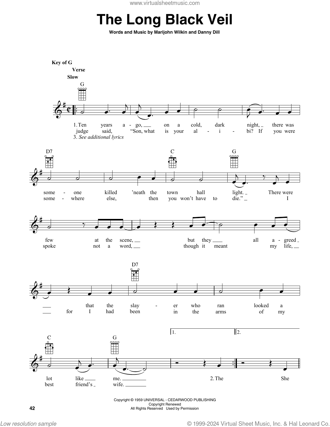 The Long Black Veil (arr. Fred Sokolow)